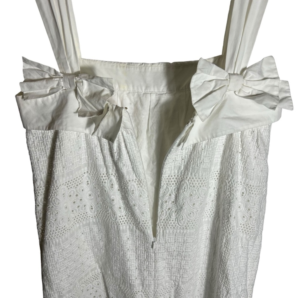 Lilly Pulitzer White Textured Eyelet Sundress with Bows, Size 6 - Picture 5 of 11